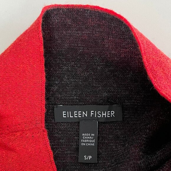 Eileen Fisher Funnel Neck LS Minimalist Merino Wool Blend Sweater Red Sz S - Picture 8 of 10